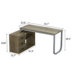 Bureau d'ordinateur d'angle en L de 140 cm avec tiroirs