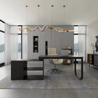 Bureau d'ordinateur d'angle en L de 140 cm avec tiroirs