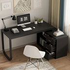Bureau d'ordinateur d'angle en L de 140 cm avec tiroirs