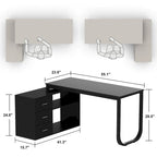 Bureau d'ordinateur d'angle en L de 140 cm avec tiroirs