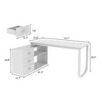 Bureau d'ordinateur d'angle en L de 140 cm avec tiroirs