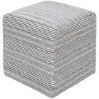 Skyla Farmhouse Stripe 16-inch Square Pouf