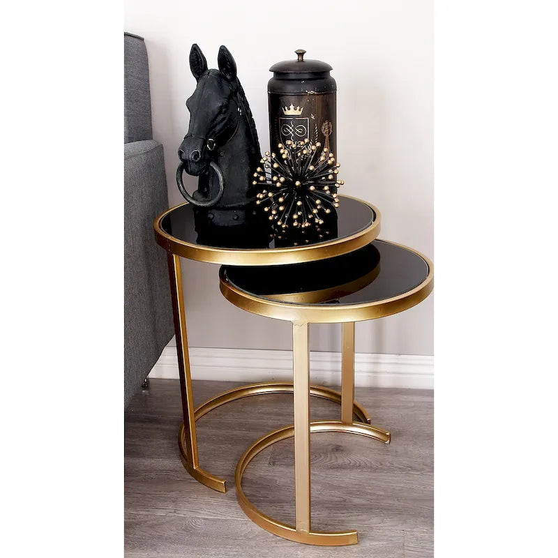 Tables d'appoint en métal noir et doré