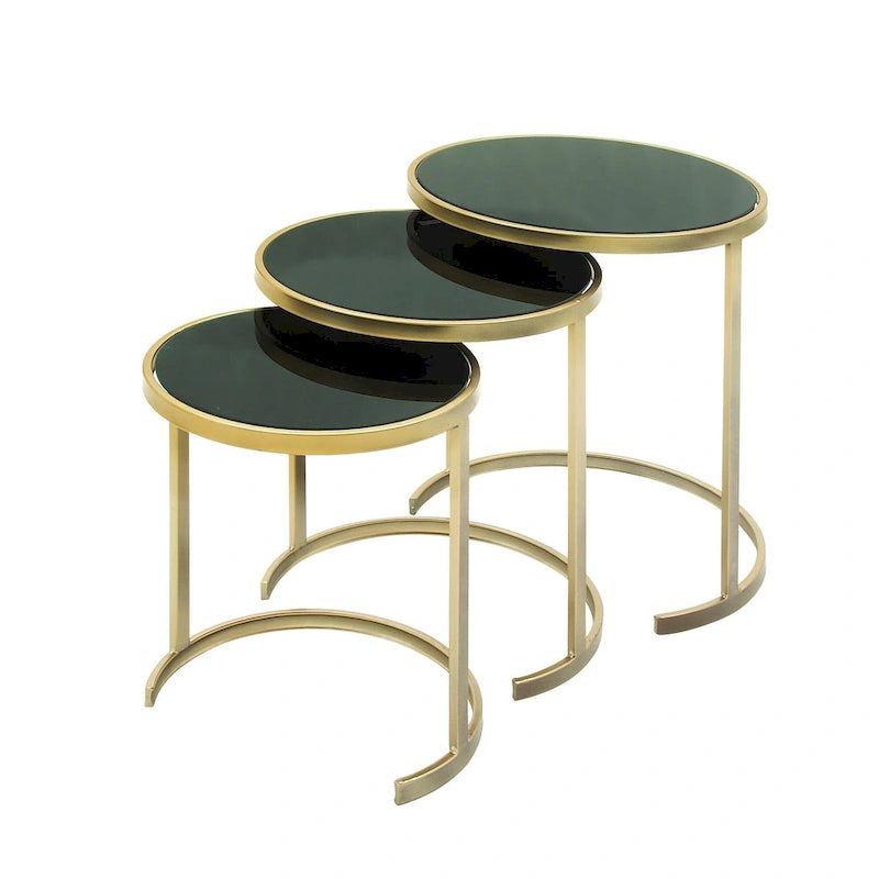 Tables d'appoint en métal noir et doré