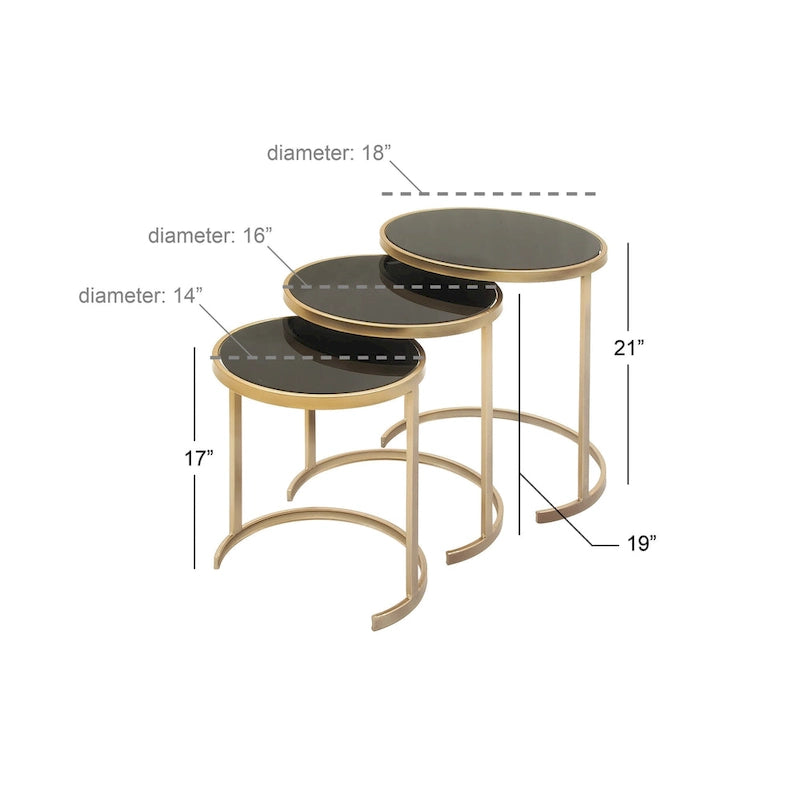 Tables d'appoint en métal noir et doré