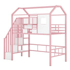 Lit mezzanine en métal avec toit et coffre de rangement, Lit simple, Noir