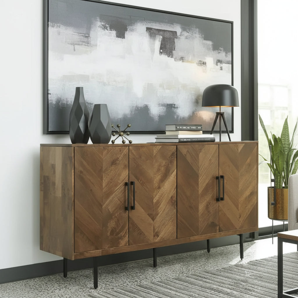 Signature Design by Ashley Prattville Brown Accent Cabinet - 68W x 16D x 36H