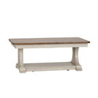 Table basse rectangulaire Farmhouse Reimagined blanc antique avec plateau couleur châtaigne