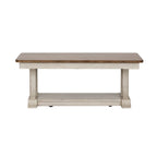 Table basse rectangulaire Farmhouse Reimagined blanc antique avec plateau couleur châtaigne