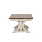 Table basse rectangulaire Farmhouse Reimagined blanc antique avec plateau couleur châtaigne