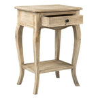 Table d'appoint en bois massif naturel non fini avec tiroir
