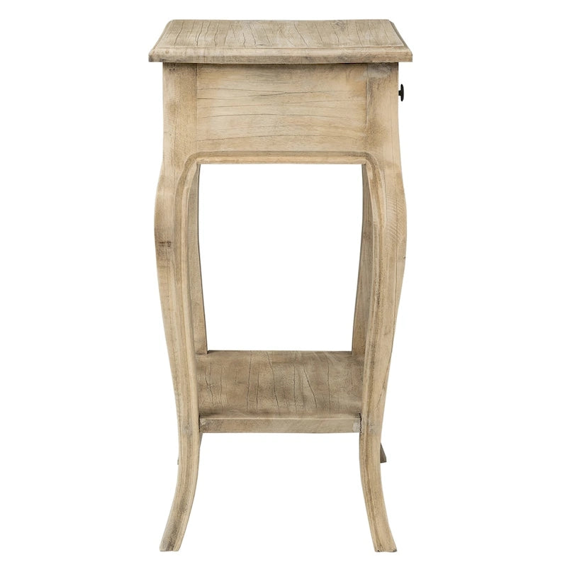 Table d'appoint en bois massif naturel non fini avec tiroir