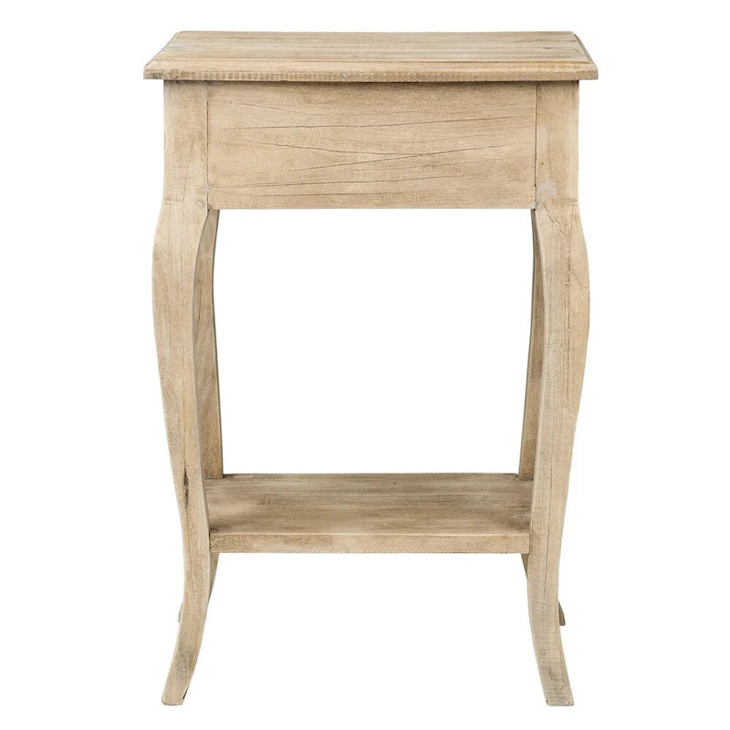 Table d'appoint en bois massif naturel non fini avec tiroir