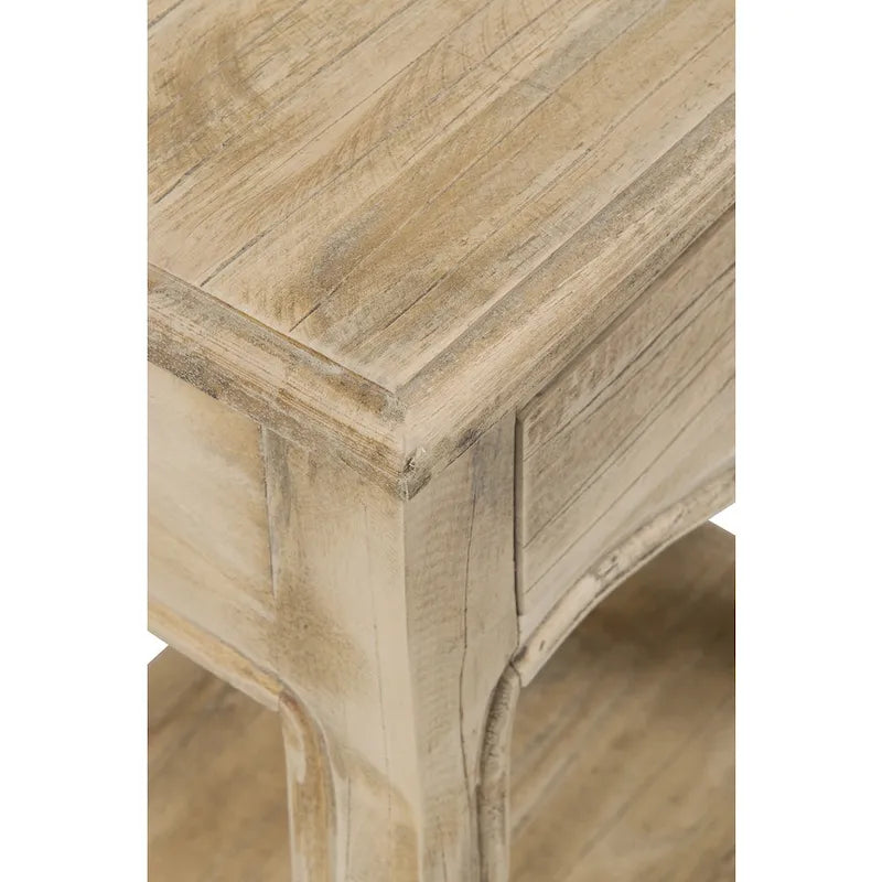 Table d'appoint en bois massif naturel non fini avec tiroir