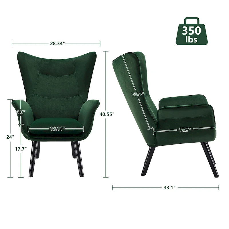 Fauteuil club capitonné, chaise d'appoint de loisirs, individuel - 103 H x 72 L x 84 P cm