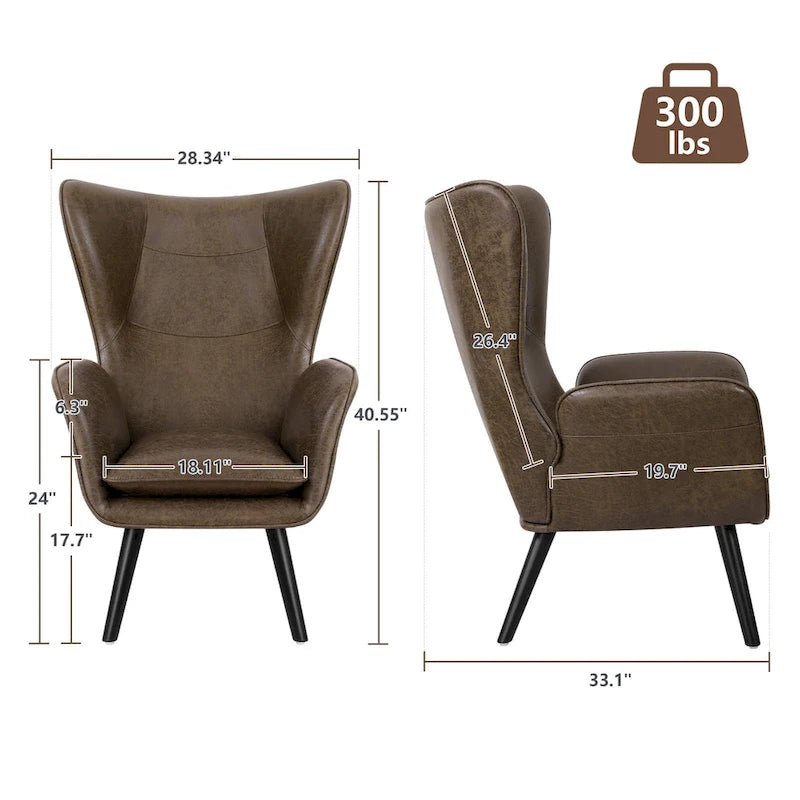 Fauteuil club capitonné, chaise d'appoint de loisirs, individuel - 103 H x 72 L x 84 P cm