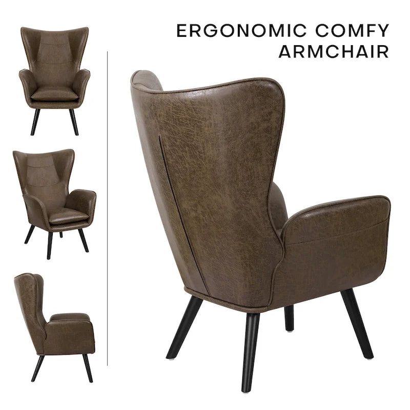 Fauteuil club capitonné, chaise d'appoint de loisirs, individuel - 103 H x 72 L x 84 P cm