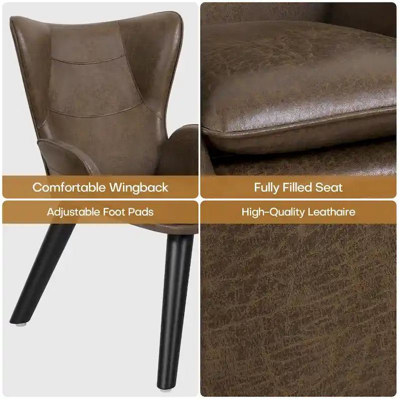 Fauteuil club capitonné, chaise d'appoint de loisirs, individuel - 103 H x 72 L x 84 P cm
