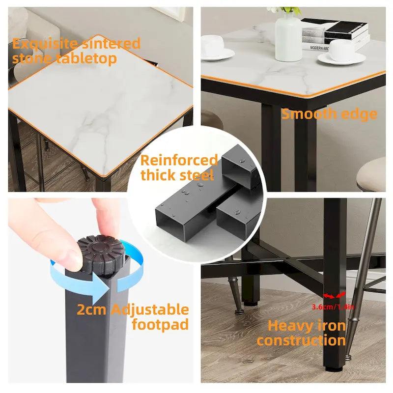 Table à manger de hauteur bar 41,4 - 27,55x27,55x41,4 pouces