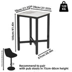 Table à manger de hauteur bar 41,4 - 27,55x27,55x41,4 pouces