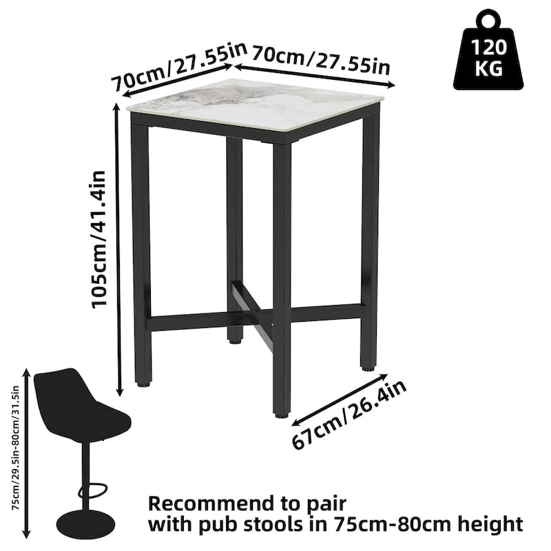 Table à manger de hauteur bar 41,4 - 27,55x27,55x41,4 pouces