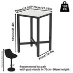 Table à manger de hauteur bar 41,4 - 27,55x27,55x41,4 pouces