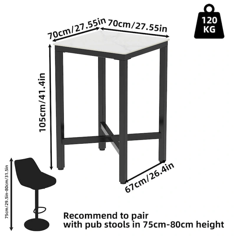 Table à manger de hauteur bar 41,4 - 27,55x27,55x41,4 pouces