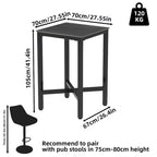 Table à manger de hauteur bar 41,4 - 27,55x27,55x41,4 pouces