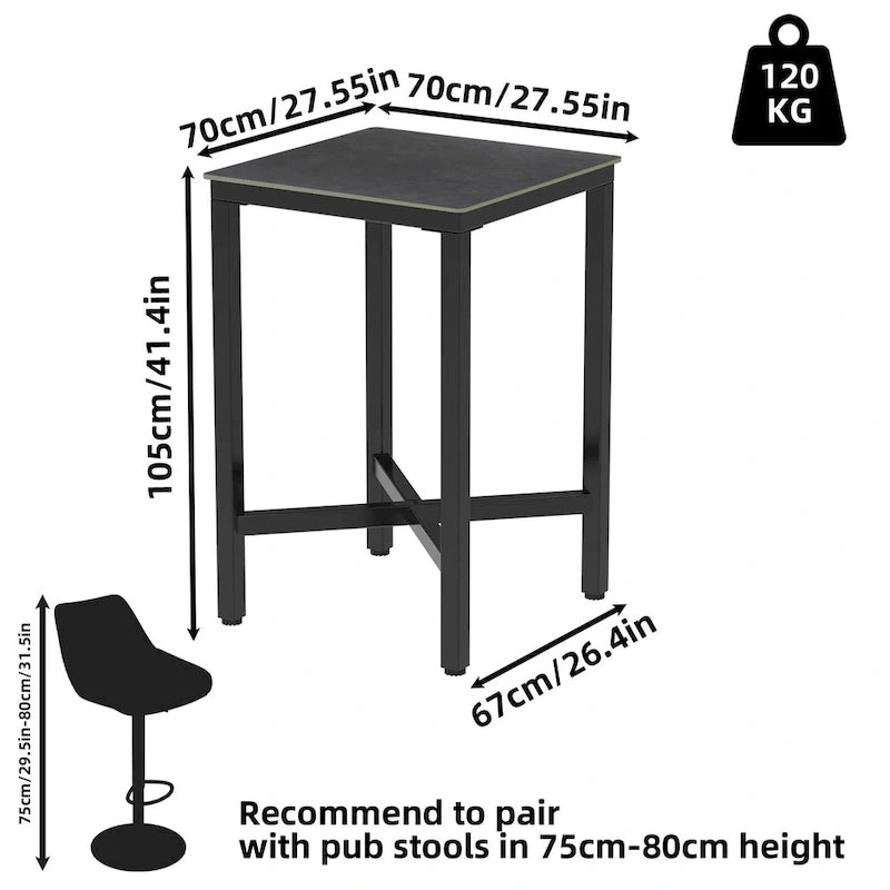 Table à manger de hauteur bar 41,4 - 27,55x27,55x41,4 pouces