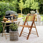 Chaise pliante en rotin et bambou pour l'extérieur et l'intérieur