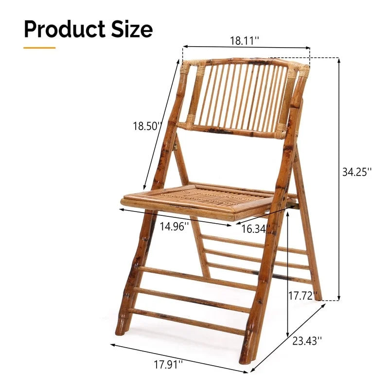 Chaise pliante en rotin et bambou pour l'extérieur et l'intérieur