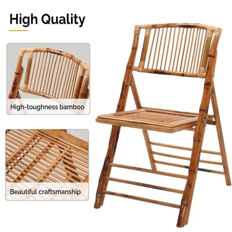Chaise pliante en rotin et bambou pour l'extérieur et l'intérieur