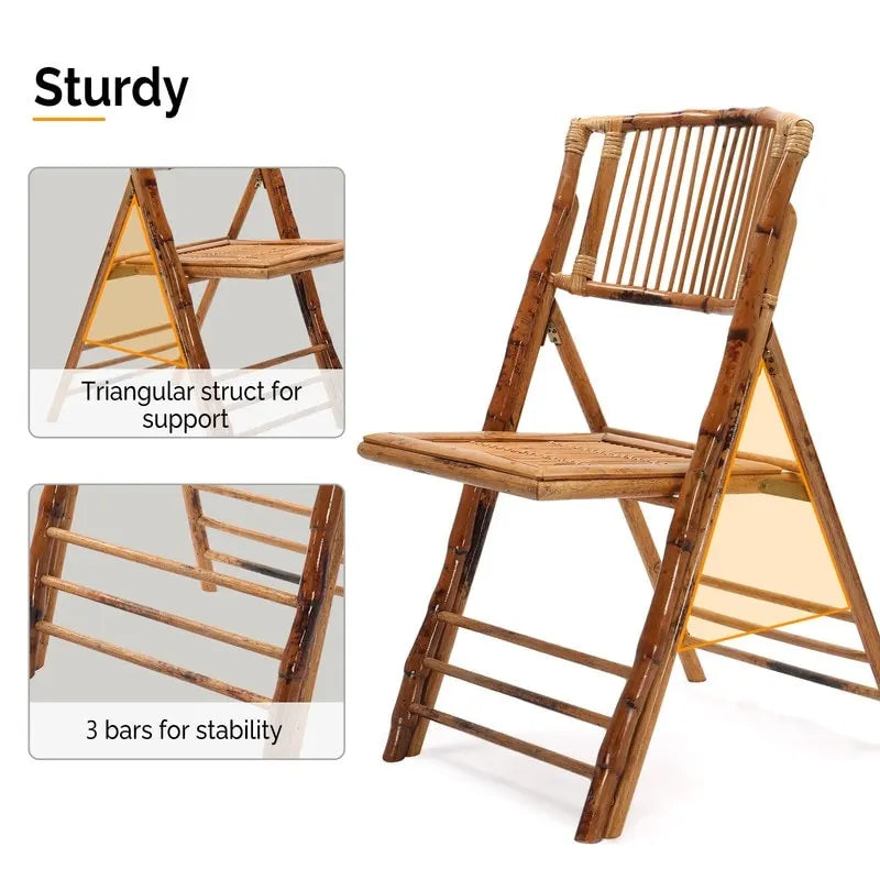 Chaise pliante en rotin et bambou pour l'extérieur et l'intérieur