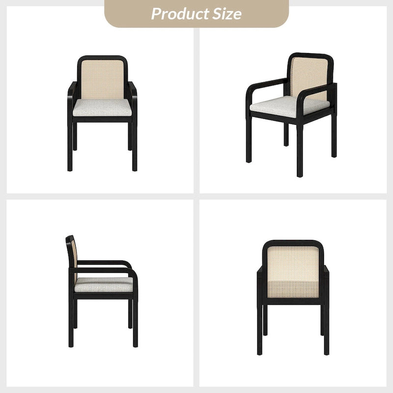 Chaise de salle à manger moderne en rotin avec coussin amovible | Style Bohème