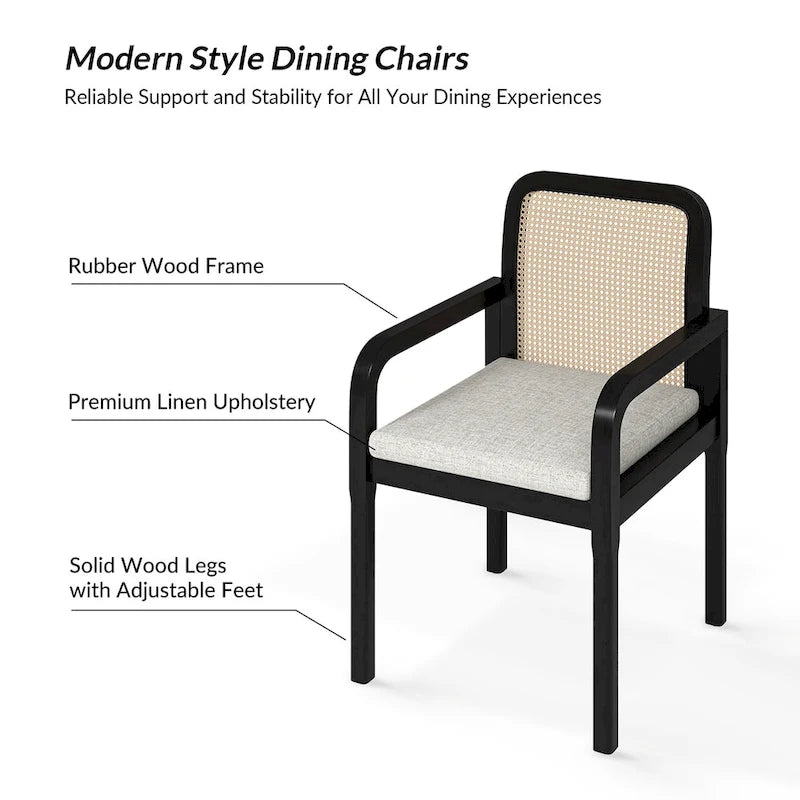 Chaise de salle à manger moderne en rotin avec coussin amovible | Style Bohème