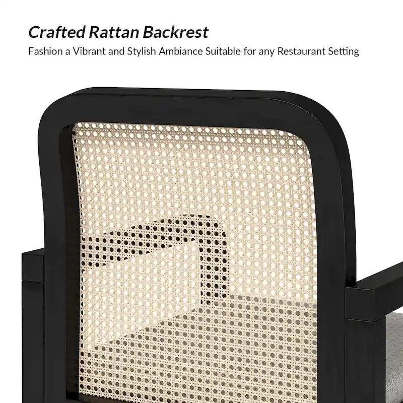 Chaise de salle à manger moderne en rotin avec coussin amovible | Style Bohème