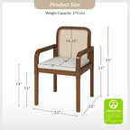 Chaise de salle à manger moderne en rotin avec coussin amovible | Style Bohème