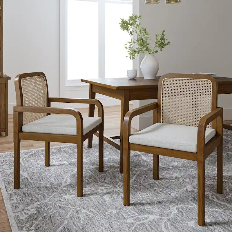 Chaise de salle à manger moderne en rotin avec coussin amovible | Style Bohème