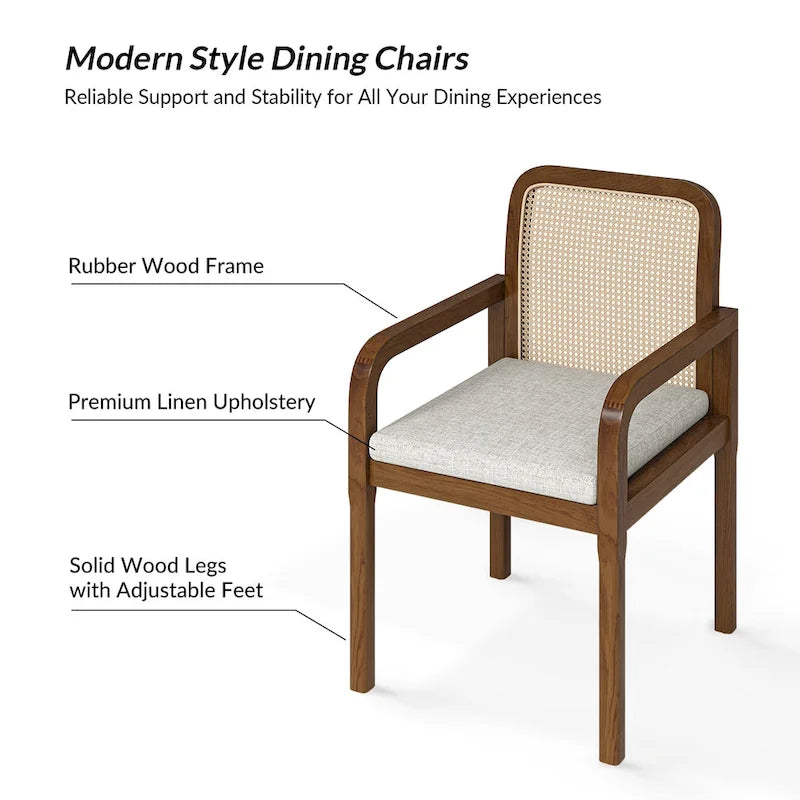 Chaise de salle à manger moderne en rotin avec coussin amovible | Style Bohème