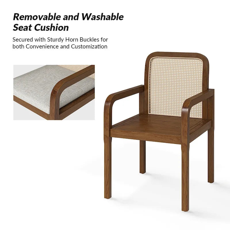 Chaise de salle à manger moderne en rotin avec coussin amovible | Style Bohème