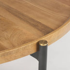 Table basse ronde 42 po en bois massif brun moyen Marquisa avec cadre en fer noir - 42L x 42P x 19H