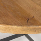 Table basse ronde 42 po en bois massif brun moyen Marquisa avec cadre en fer noir - 42L x 42P x 19H