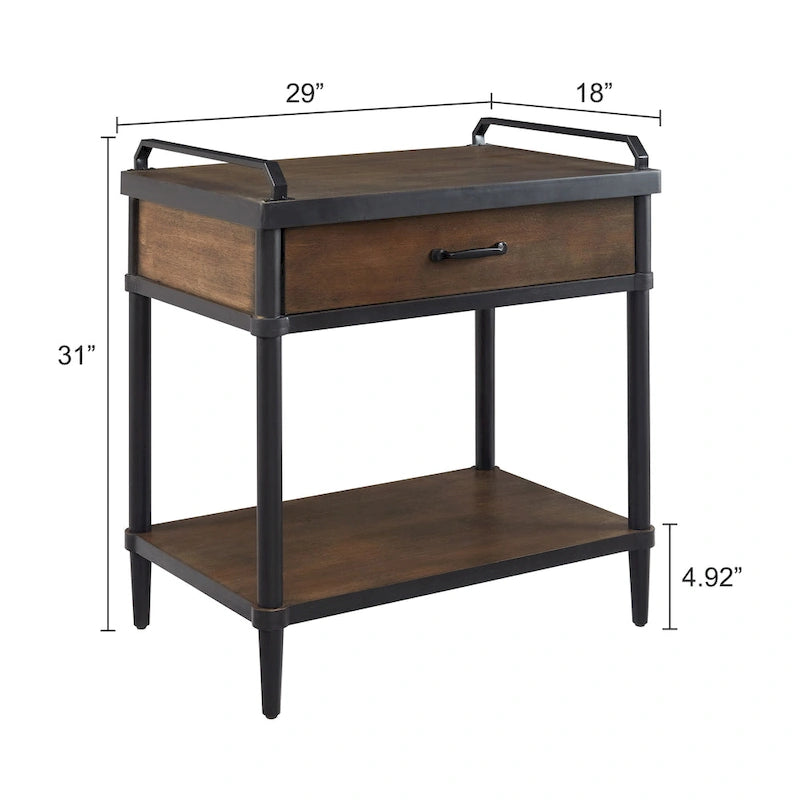 Table d'appoint latérale en bois du milieu du siècle avec tiroir