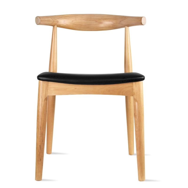 Chaise de salle à manger en bois massif et cuir PU avec coussin, accoudoirs, pour cuisine, siège rembourré, chambre, hôtel, restaurant, travail