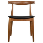 Chaise de salle à manger en bois massif et cuir PU avec coussin, accoudoirs, pour cuisine, siège rembourré, chambre, hôtel, restaurant, travail