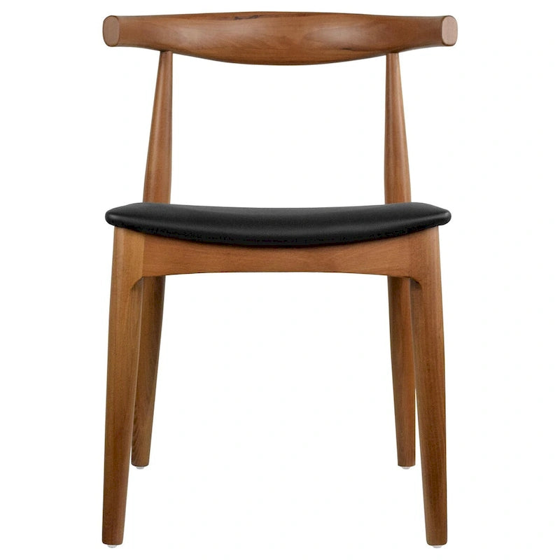 Chaise de salle à manger en bois massif et cuir PU avec coussin, accoudoirs, pour cuisine, siège rembourré, chambre, hôtel, restaurant, travail