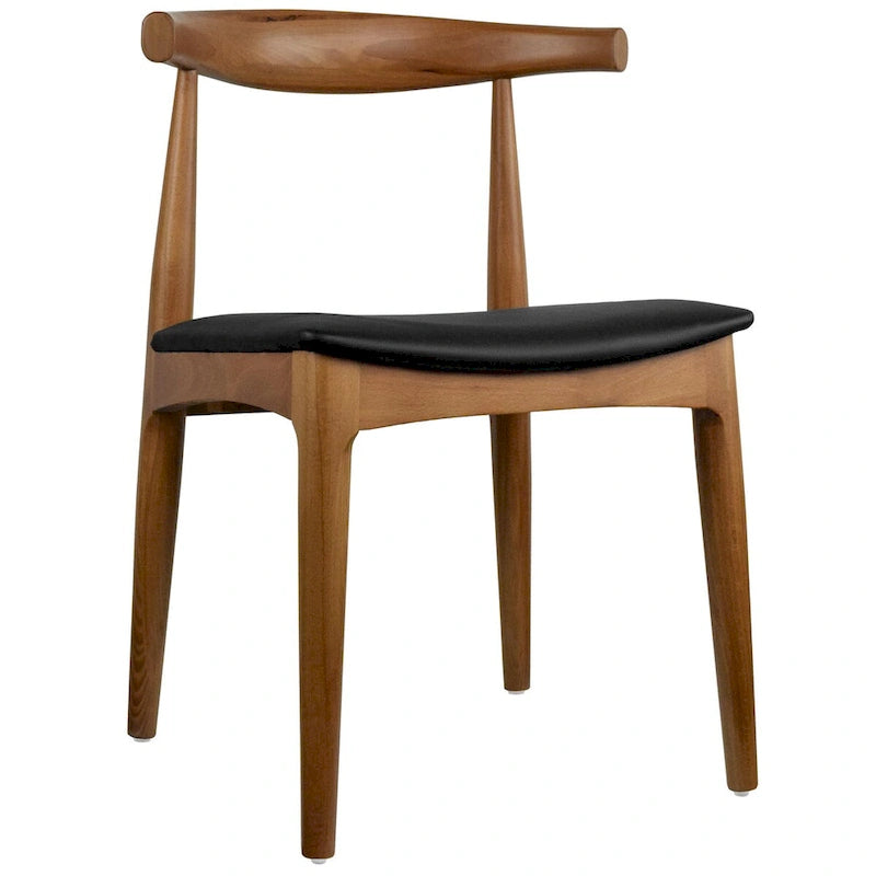 Chaise de salle à manger en bois massif et cuir PU avec coussin, accoudoirs, pour cuisine, siège rembourré, chambre, hôtel, restaurant, travail