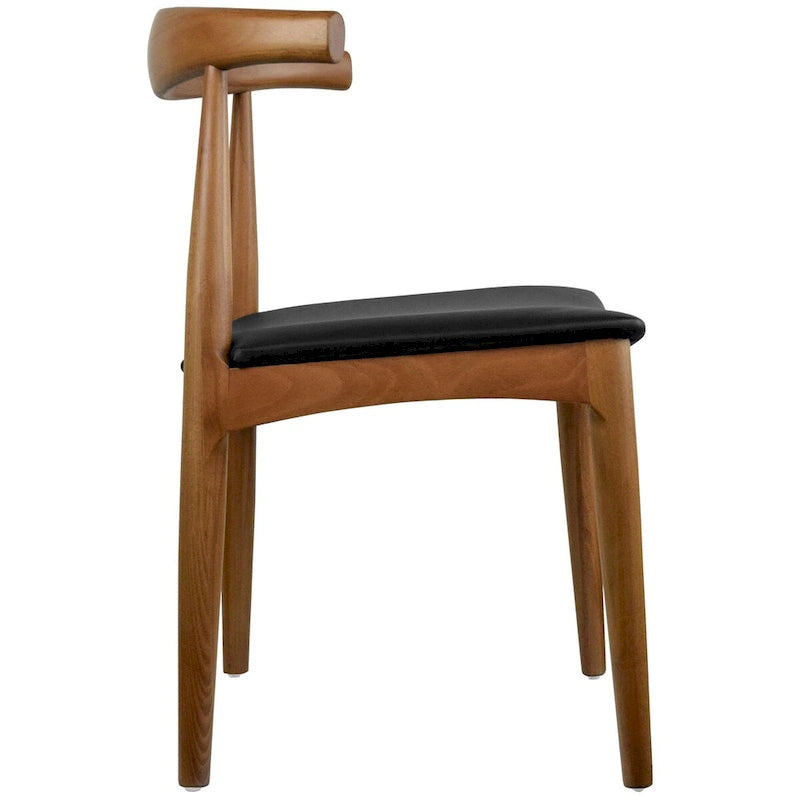 Chaise de salle à manger en bois massif et cuir PU avec coussin, accoudoirs, pour cuisine, siège rembourré, chambre, hôtel, restaurant, travail
