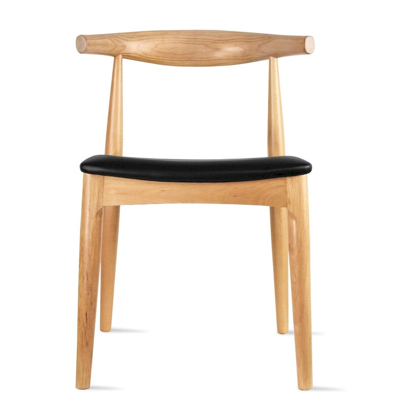 Chaise de salle à manger en bois massif et cuir PU avec coussin, accoudoirs, pour cuisine, siège rembourré, chambre, hôtel, restaurant, travail