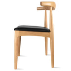 Chaise de salle à manger en bois massif et cuir PU avec coussin, accoudoirs, pour cuisine, siège rembourré, chambre, hôtel, restaurant, travail